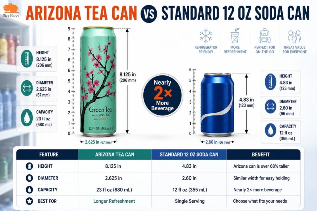 Arizona Tea Can Size Dimensions