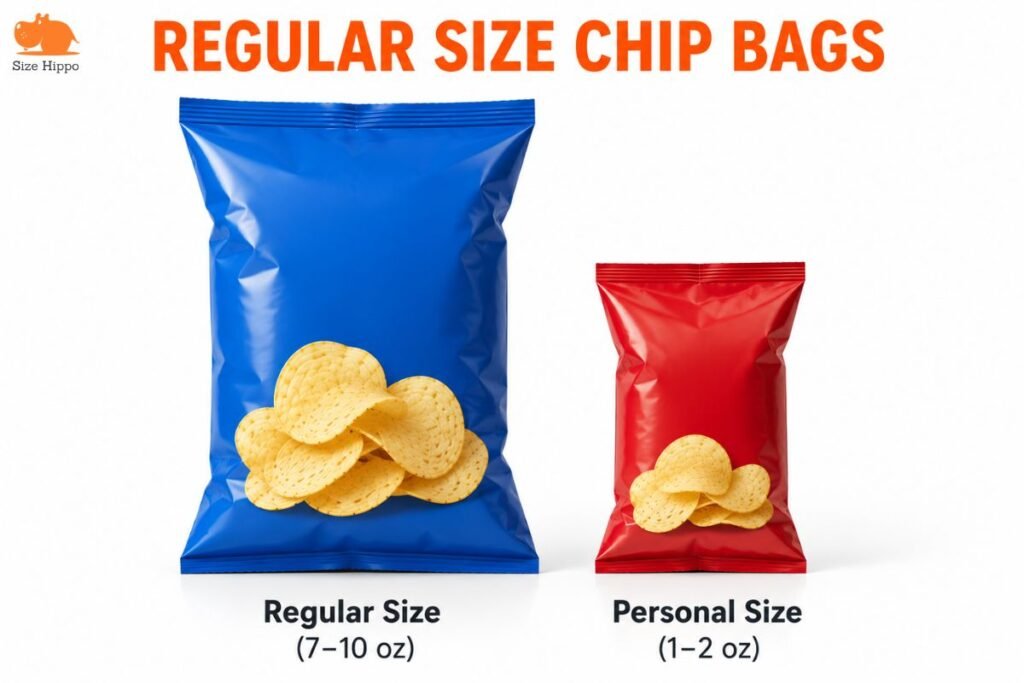 Regular size chip bag next to a smaller personal size bag