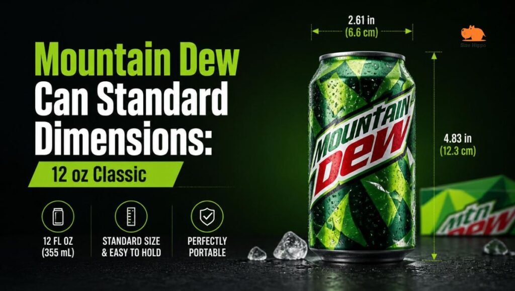 Mountain Dew Can Standard Dimensions: 12 oz Classic