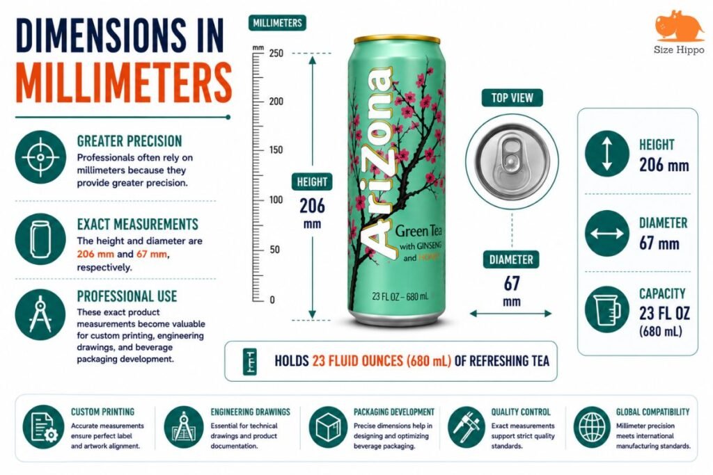 Arizona Tea Can Size Dimensions