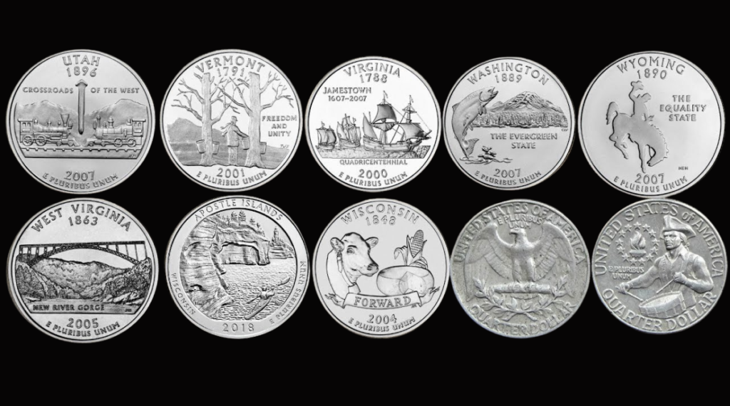 Twelve U.S. Quarters